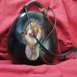 Hand made leather bad with jasper for accent